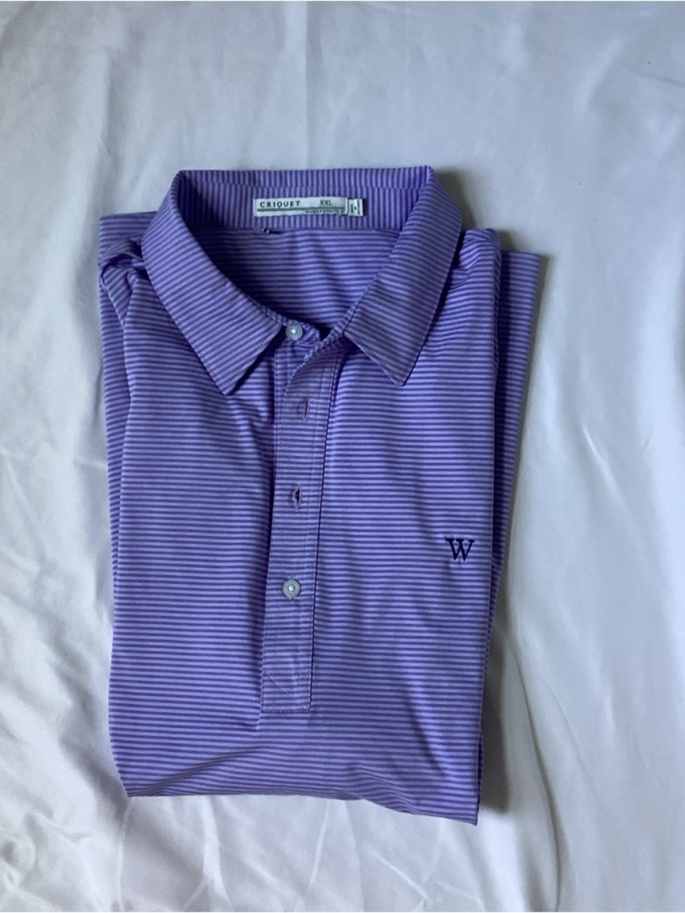 Criquet Purple Stripe Short Sleeve Men’s Golf Shirt Size XXL